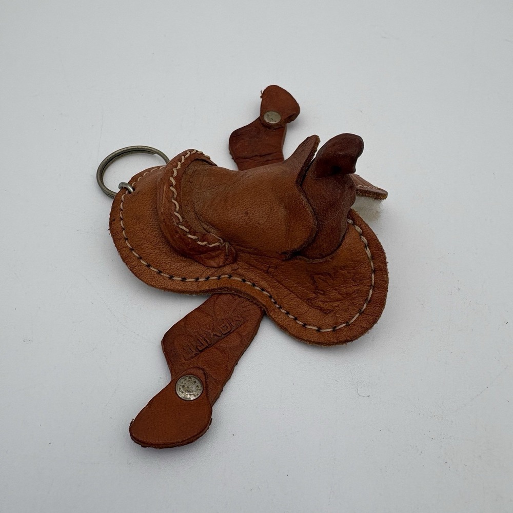 Vintage Leather Miniature Horse Saddle Key Chain Made‎ In Mexico